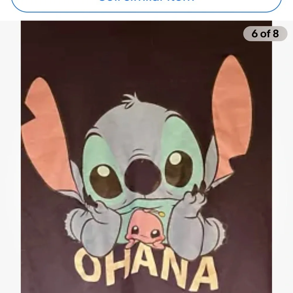 Disney Stitch OHANA Long Sleeve Top Medium Juniors 7/8 Girls Large Graphic - Picture 6 of 8
